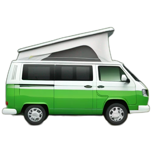 VW T5 California camping bus bicolor green white emoji