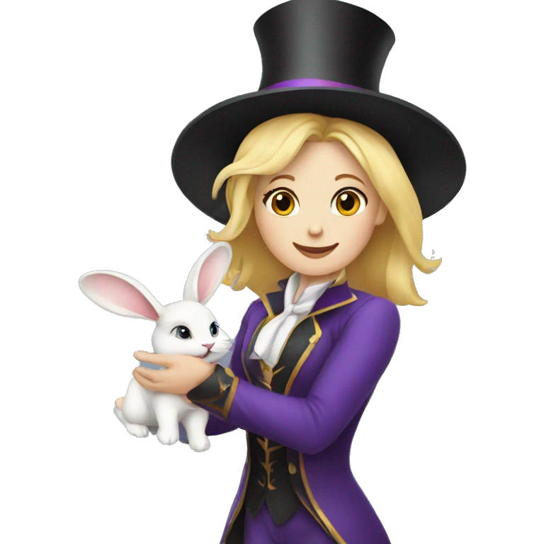 Blond Female Magician pulling rabbit out of hat emoji