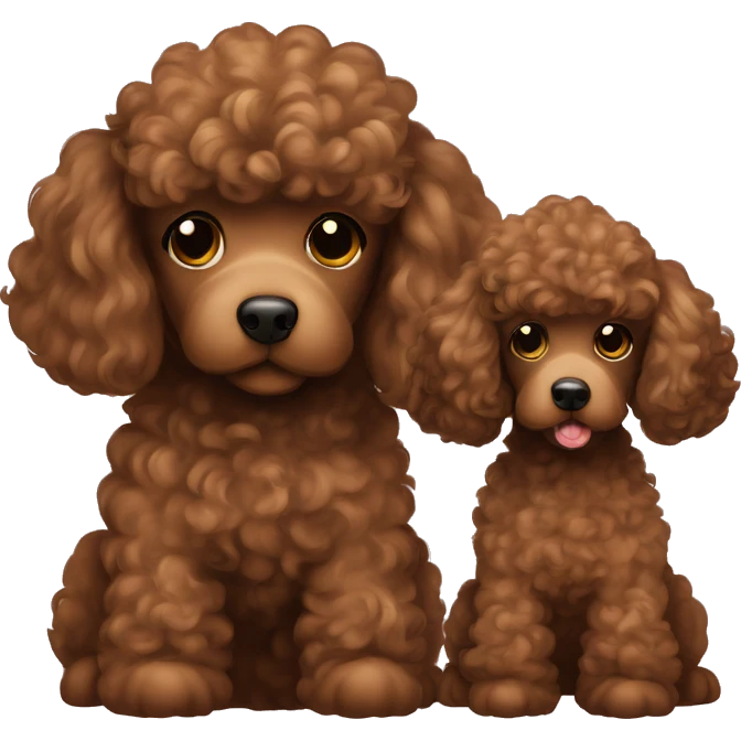 Brown poodle with a Brown wavy hair loves each others emoji