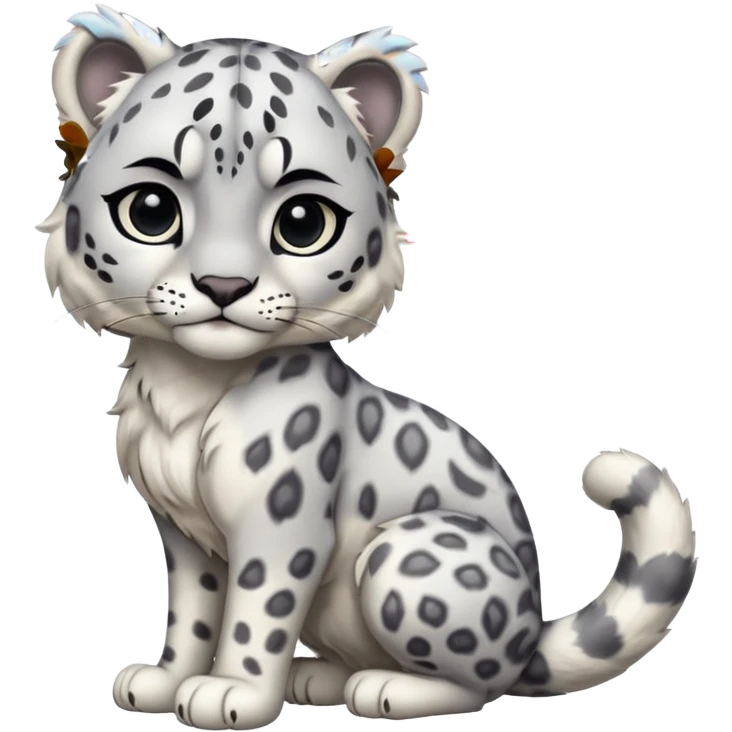 Deformed Snow leopard-Eyes are long and black emoji