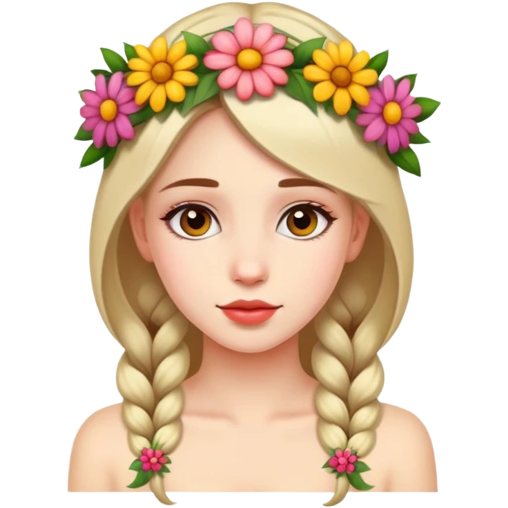 Beautiful girl with flowers on her head emoji