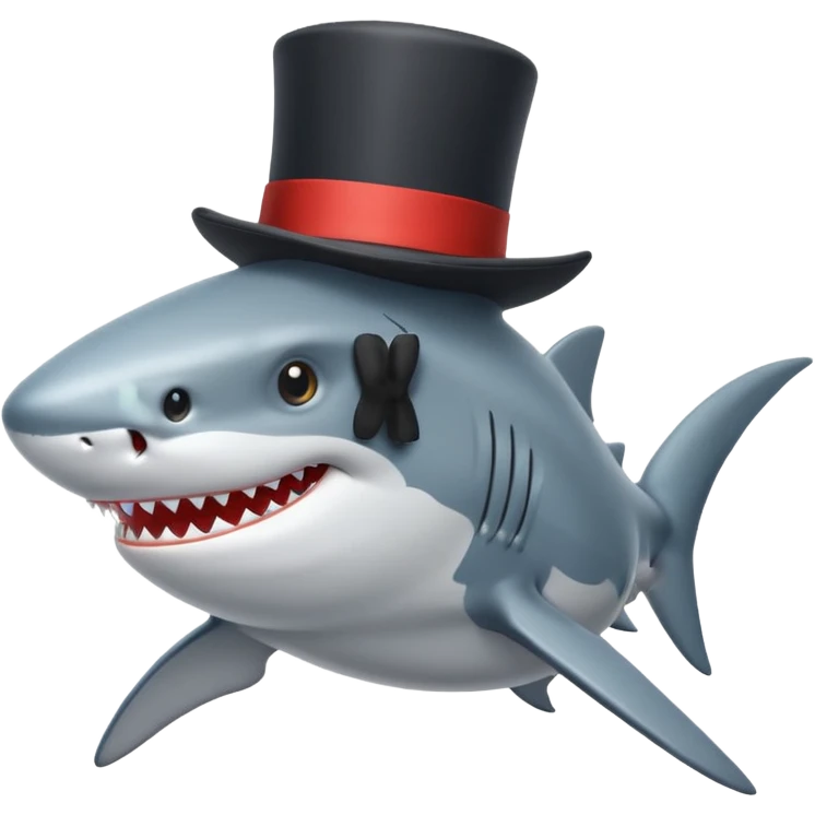Shark with a top hat emoji