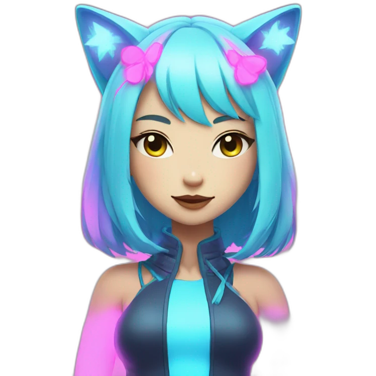 neon neko girl emoji