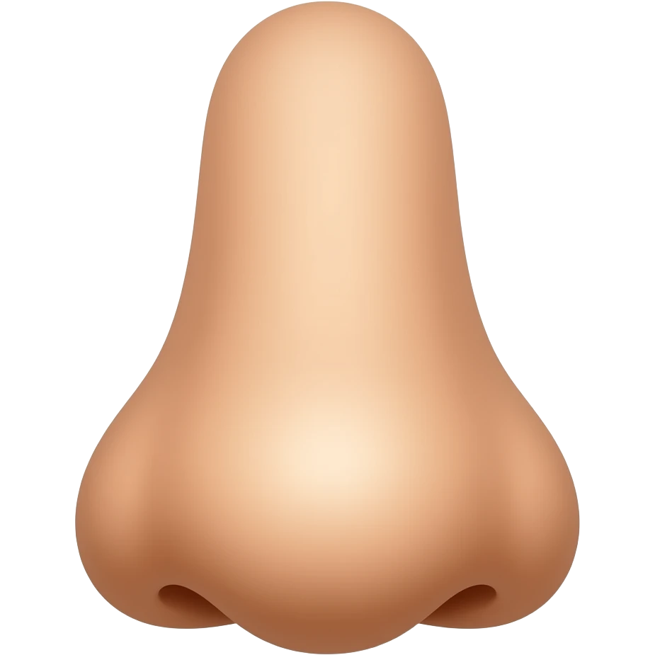 A nose that extends into the cheeks emoji