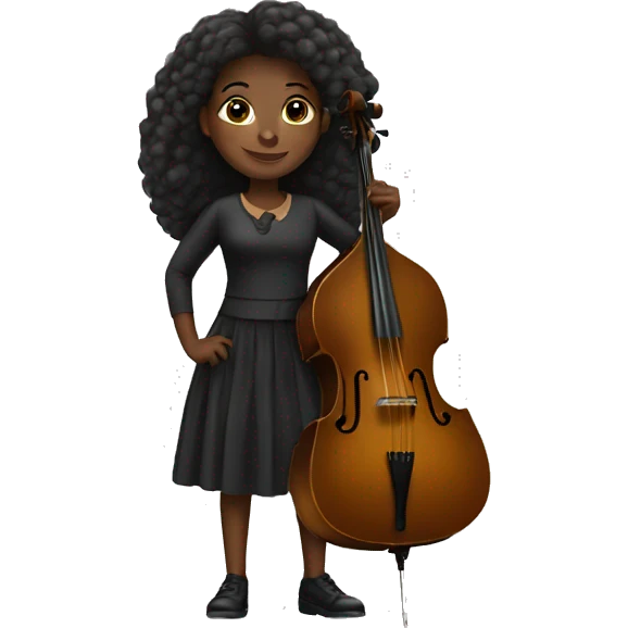 black girl with double bass emoji