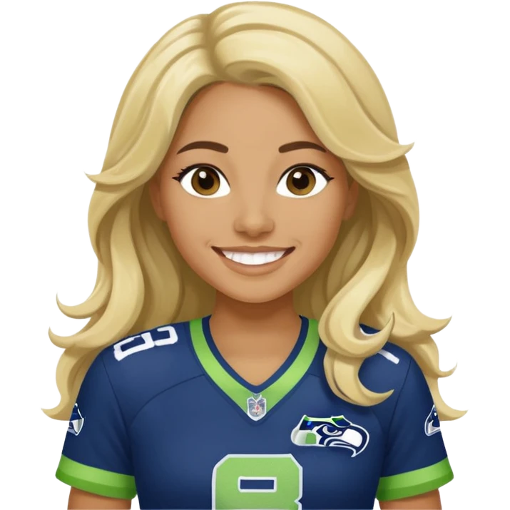 Long wavy blonde hair seahawks fan female emoji