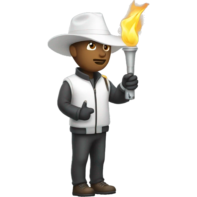 Person with pointy white hat and a torch in hand emoji