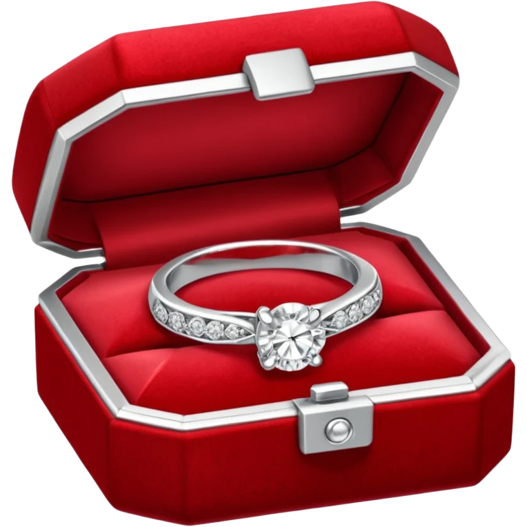 diamond jewelry ring in a red jewelry box emoji