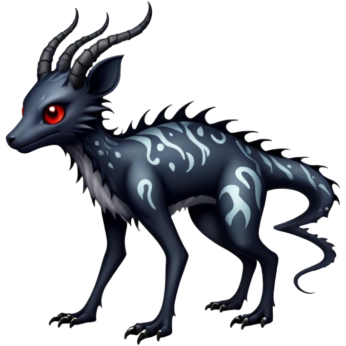 a dark gothic gloomy edgy vernid-fionbri-creature with splash patterns full body emoji