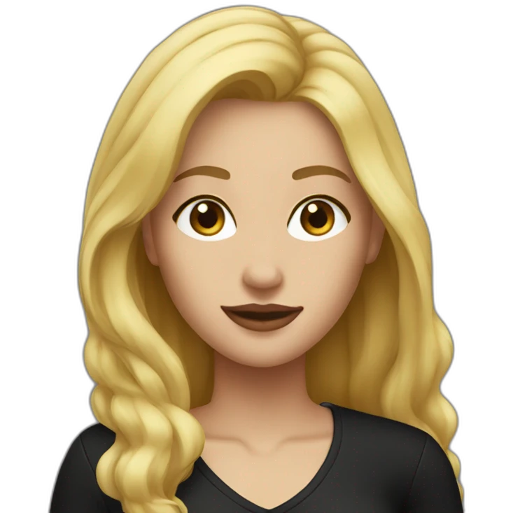 woman blonde medium hair no glasses black outfit emoji