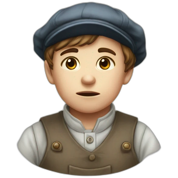 Victorian-Era-poor-factory-worker-kid-flat-cap-furious emoji