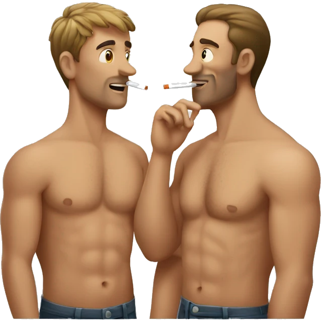 Two shirtless men smoking a cigarette  emoji