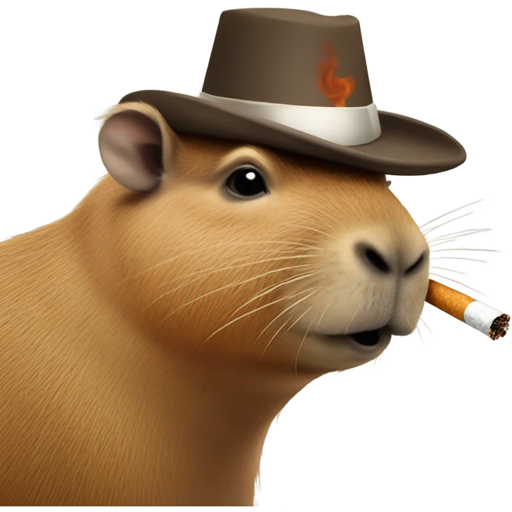 Capybara smoking cigarette with bow on head emoji