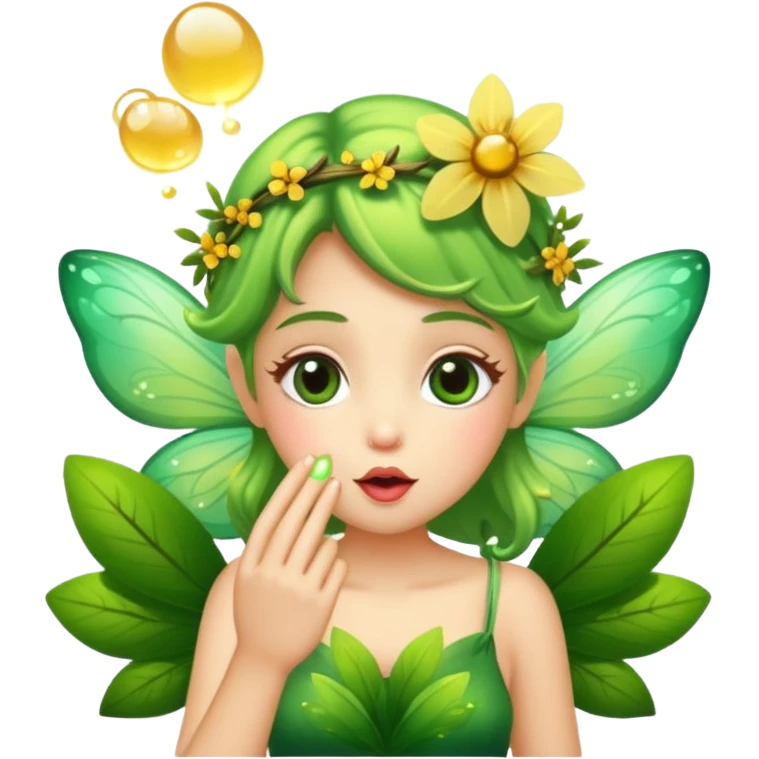 forest fairy blowing glowing kiss pollen emoji