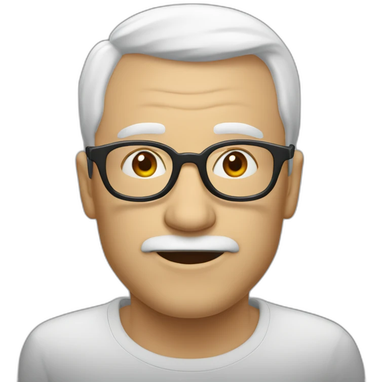 Viel homme blanc chauve, avec lunettes rondes, sans moustache emoji