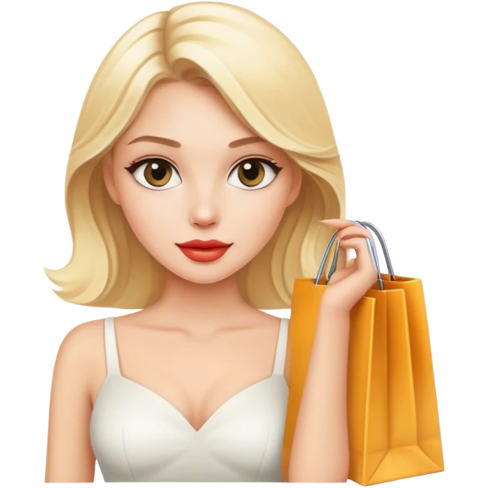 Elegant blonde model shopping emoji