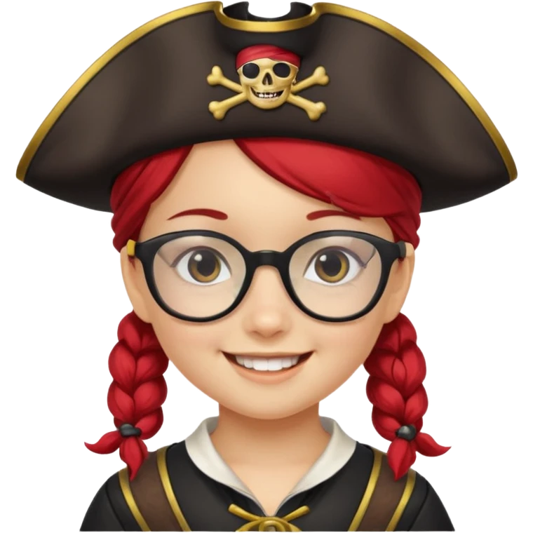kid girl with pirate costume wearing glasses emoji
