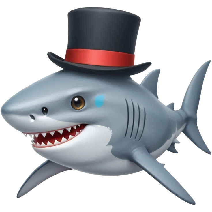 Shark with a top hat emoji