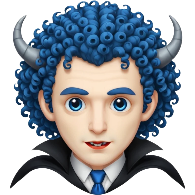 BLUE CURLY HAIRED  DRACULA WITH HORNS emoji