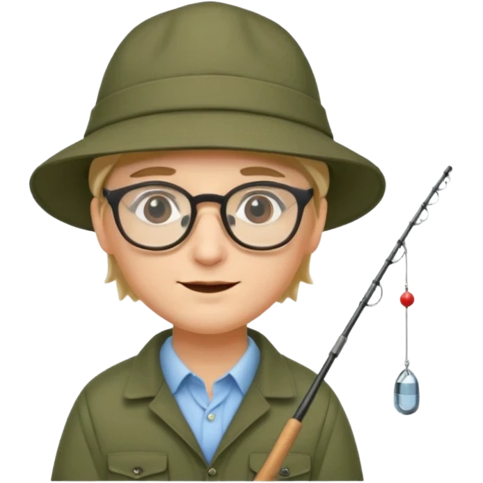 Accountant who wears glasses and loves fishing with fair skin and bold spot emoji