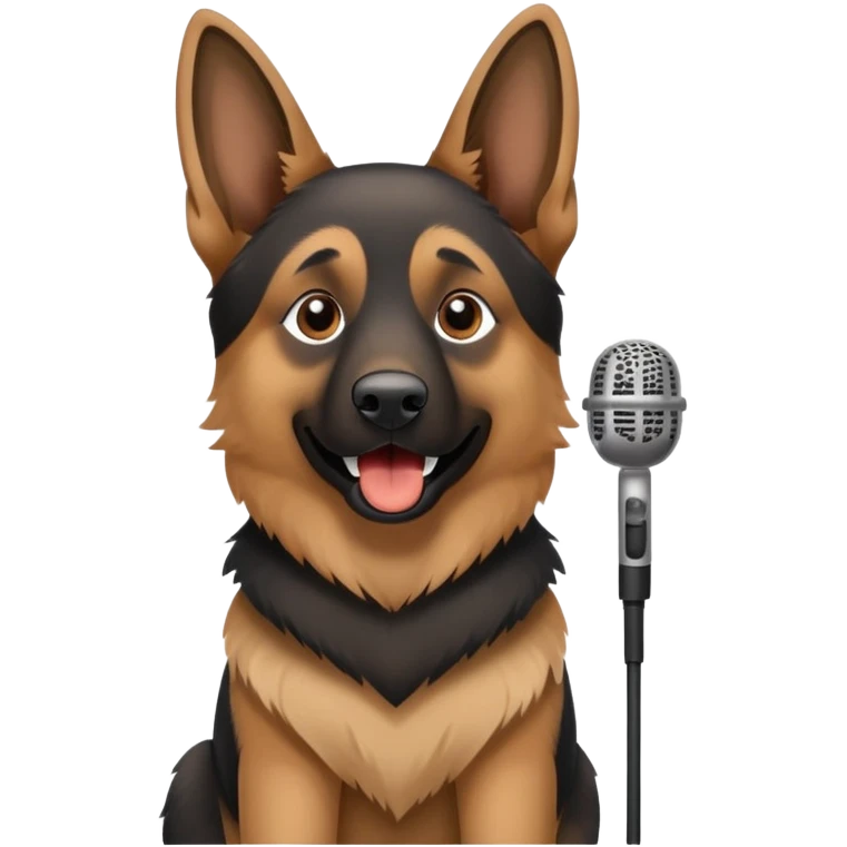 German Shepard singing into microphone  emoji
