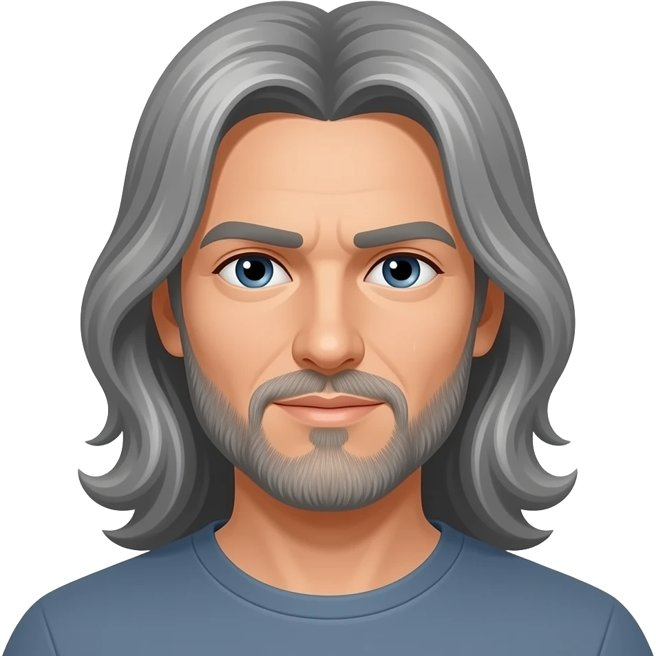 Long grey hair man emoji