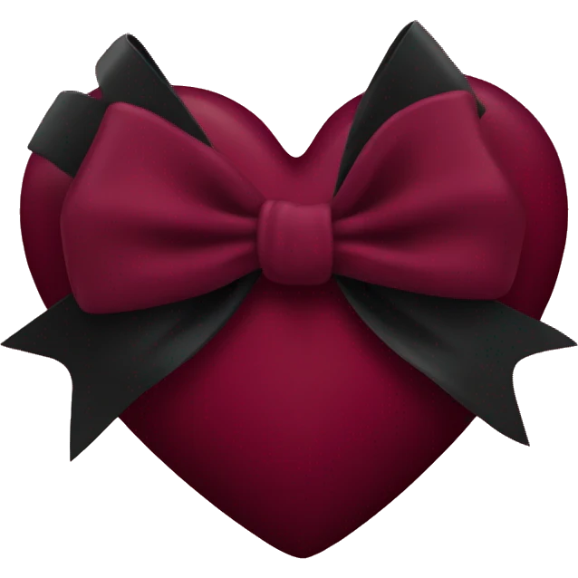 Burgundy heart with a black bow emoji