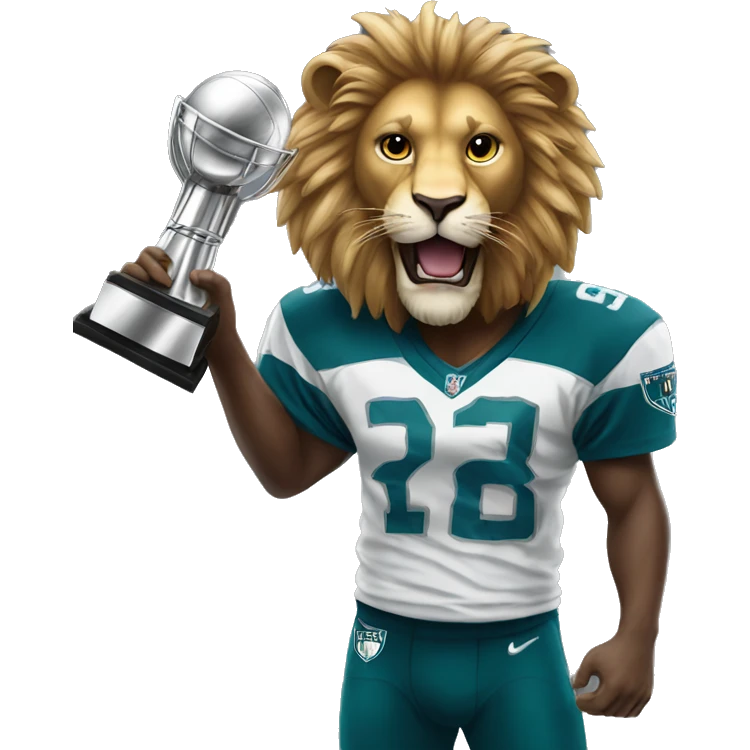 Lion holding the Lombardi trophy emoji