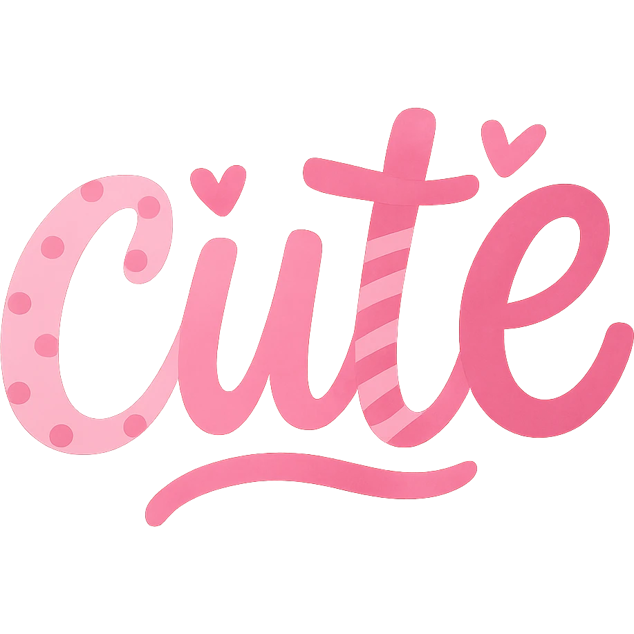 the word 'cute' in a creative, pink-themed style, remove background emoji