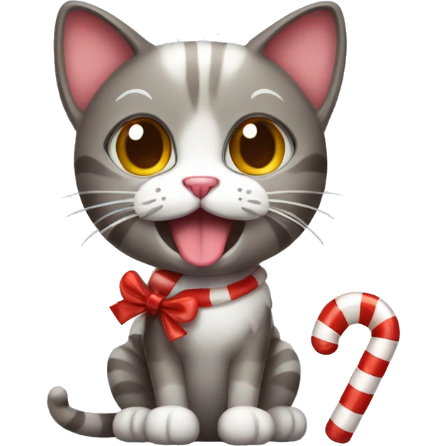 Cat with candy cane emoji