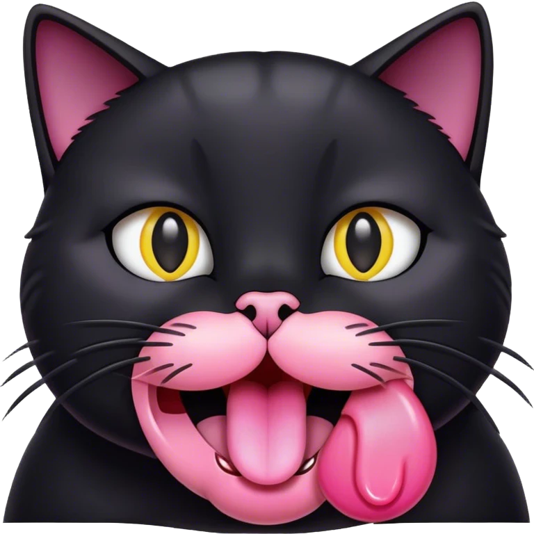 Black cat tiny tongue emoji