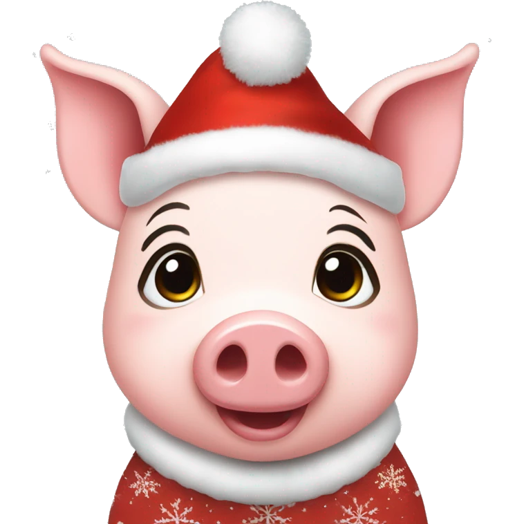 Cute pig wearing Christmas outfit  emoji