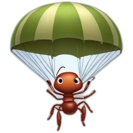 Pixar style Parachuting military ant emoji