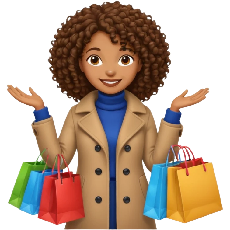 black woman with curly hair shopping emoji