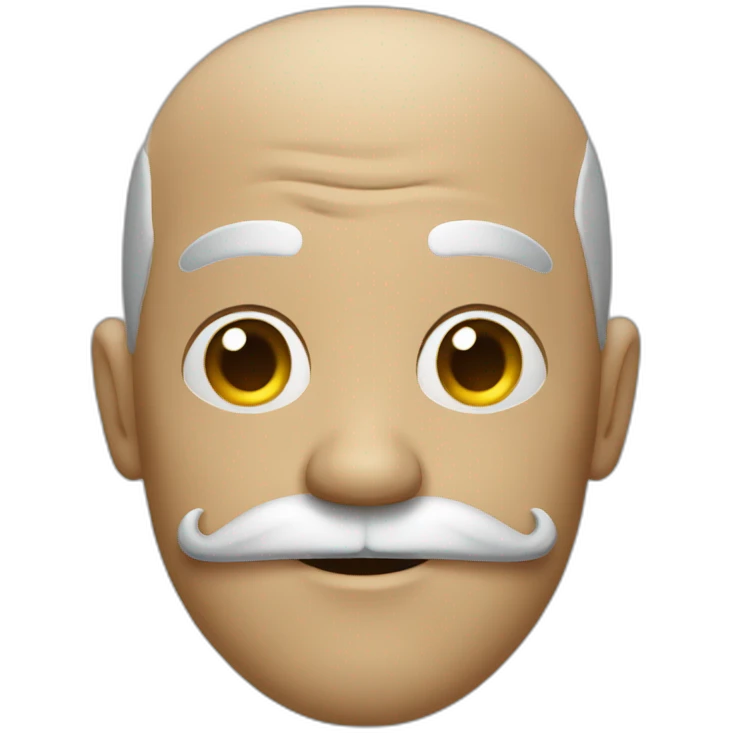 a face with a mustache and a graying bald spot smirks emoji