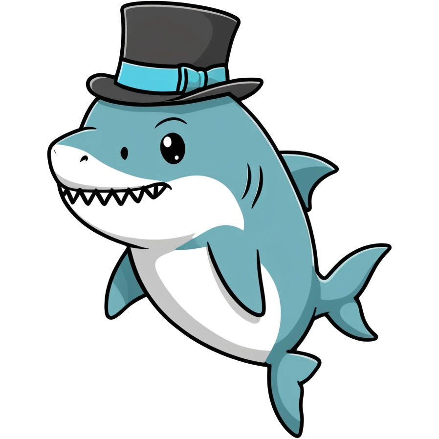 Shark with a top hat emoji