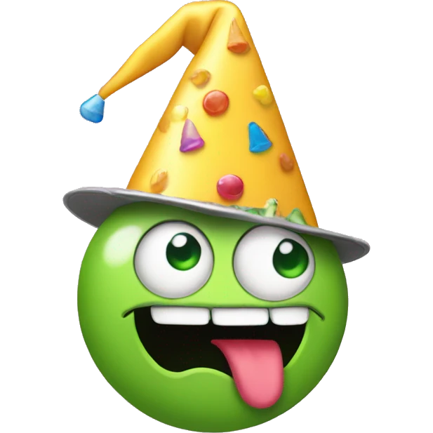 Booger with a party hat emoji