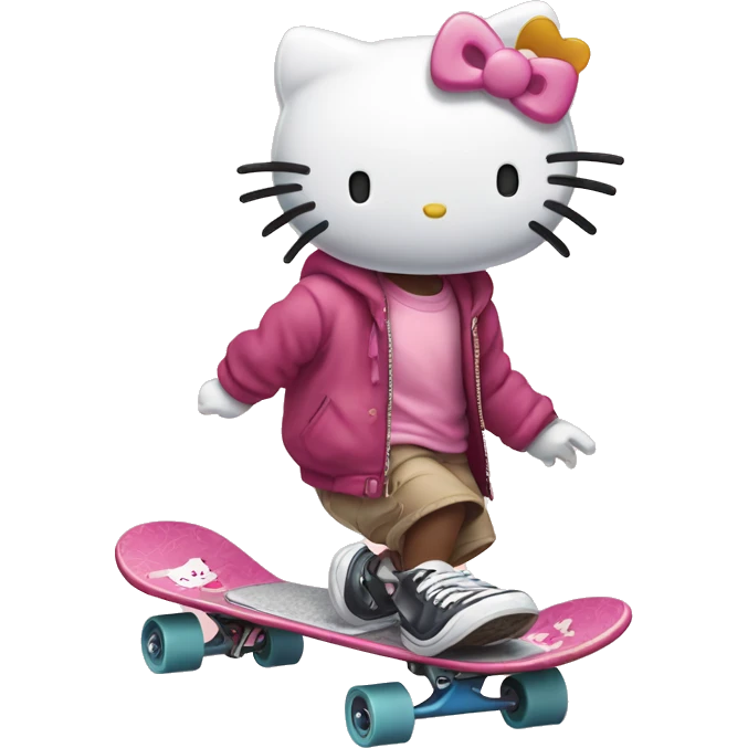 Hello kitty on a skateboard  emoji