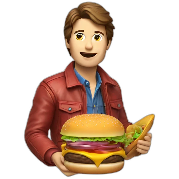 marty mcfly comiendo hamburguesa  emoji