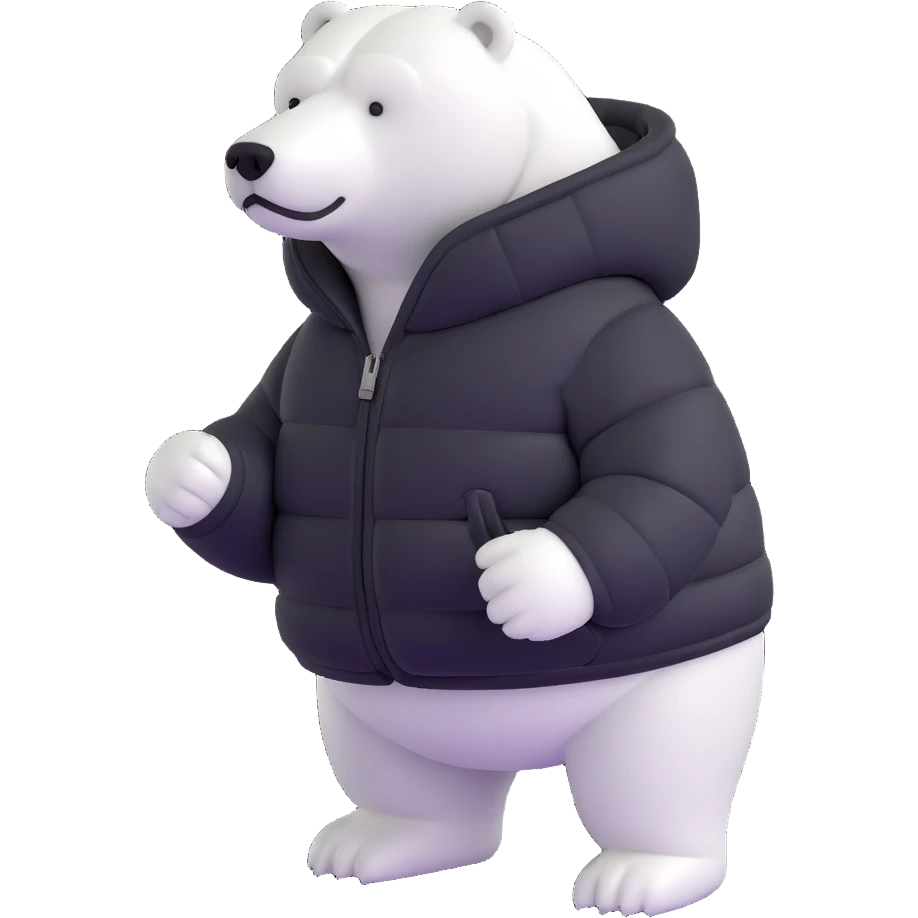 polar bear wearing white puffer jacket emoji