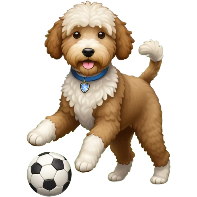 Labradoodle playing soccer  emoji