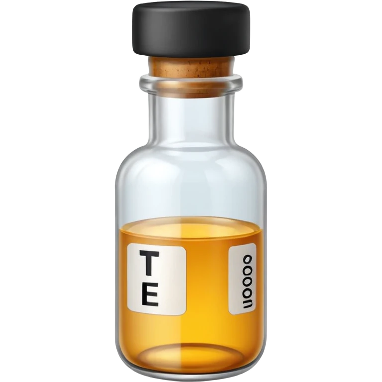 small medicine bottle written testosterone on it emoji