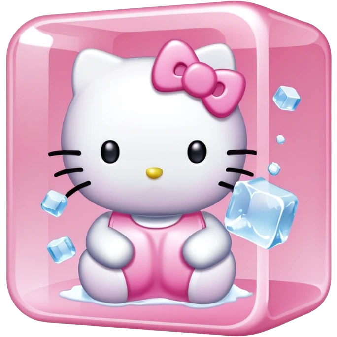 Hello kitty with ice cube emoji