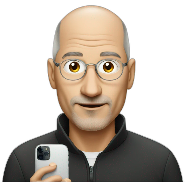 Steve job no hair holding iPhone emoji