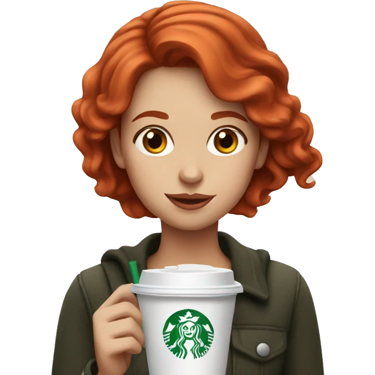 Red head girl drinking Starbucks emoji