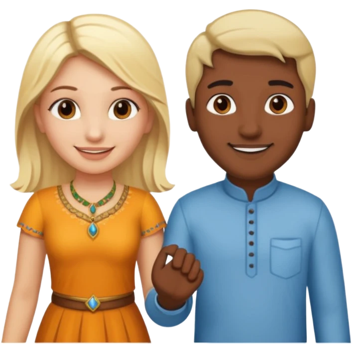 Indian man and blonde woman holding hands emoji