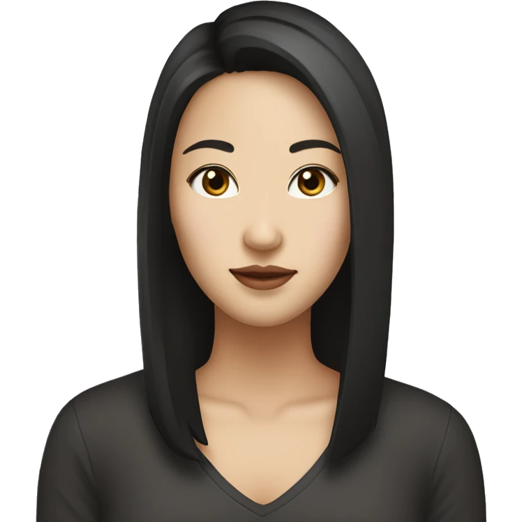 Create a face of myself. I'm a girl, Asian, round bit square face, full lips, dark brunette emoji