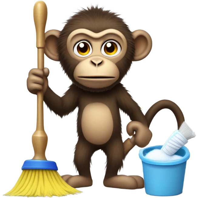 Smelly monkey cleaning bathroom  emoji