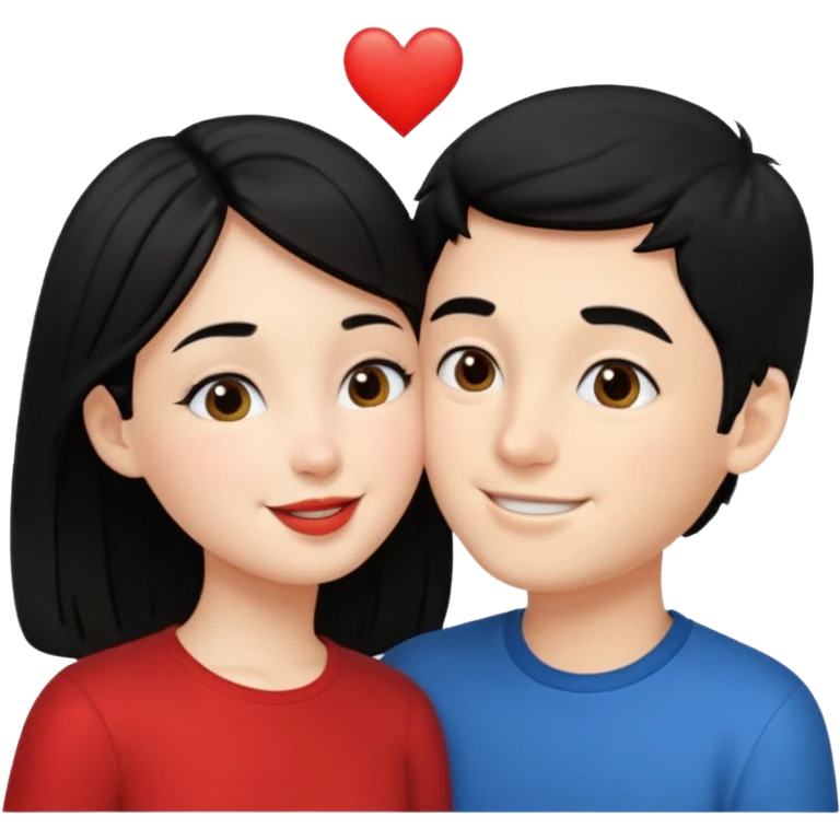 kiss a girl and boy from black hair  emoji