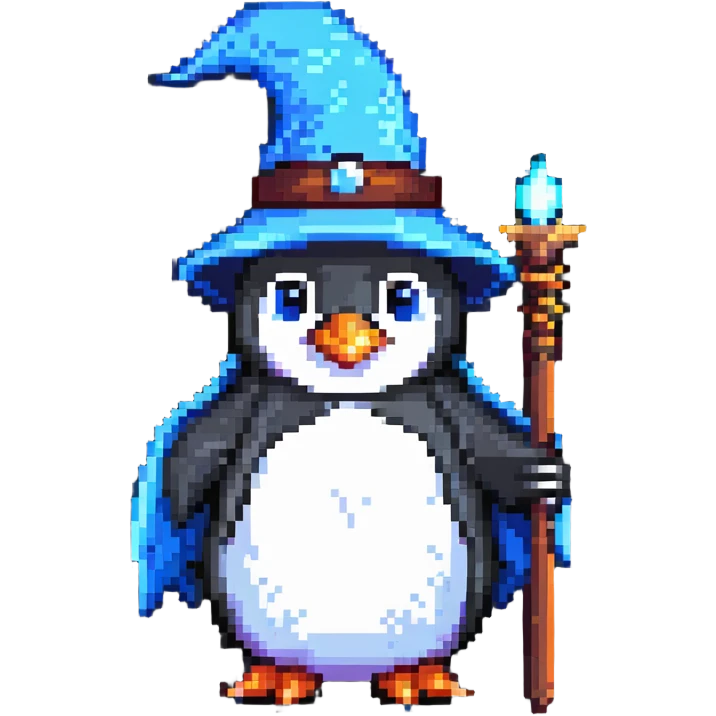 penguin wizard pixel art emoji